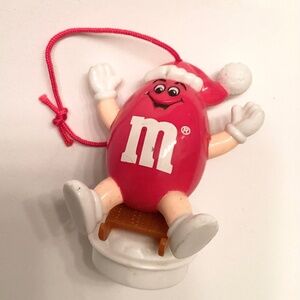 1993…Collectible RED M&M Candy Tube Top Ornament… Sledding